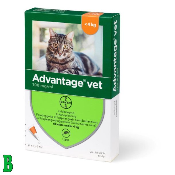 Advantage t/kat 4 x 0,4 ml op til 4 kg