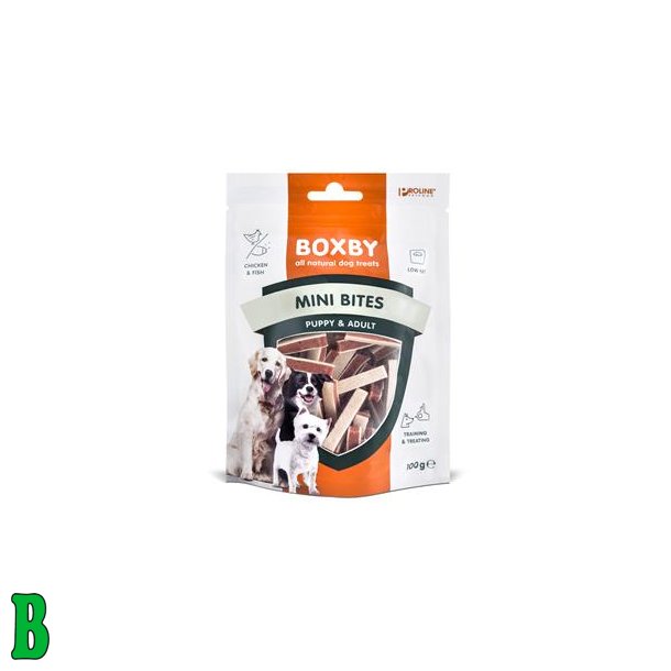 Boxby Hundesnacks Mini Puppy Bites M/ Kylling &amp; Fisk 100G