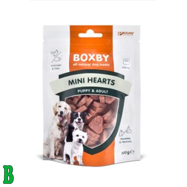 Boxby mini hearts m. Kylling og fisk 100g