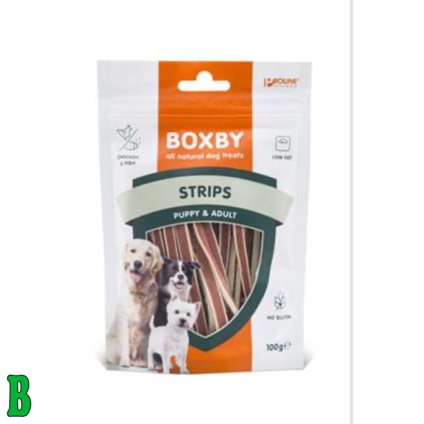 Boxby strips m. Kylling og fisk 100g