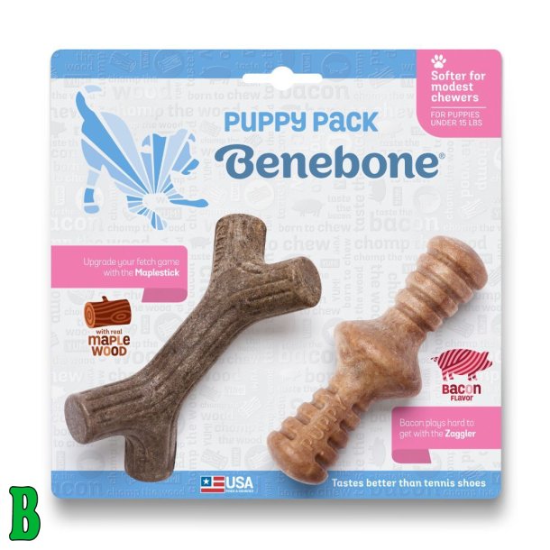 Benebone Puppy Pack 2-Pack - Maple Wood / Bacon