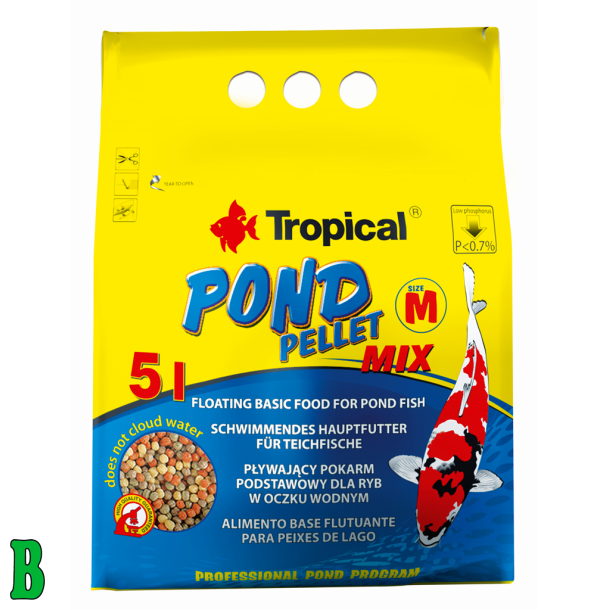 Tropica Medium Koi Farve Pellets 5L 550g