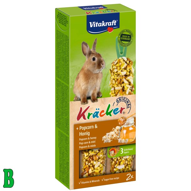 Vitakraft Krcker Kanin m. popcorn &amp; honning 2 stk.