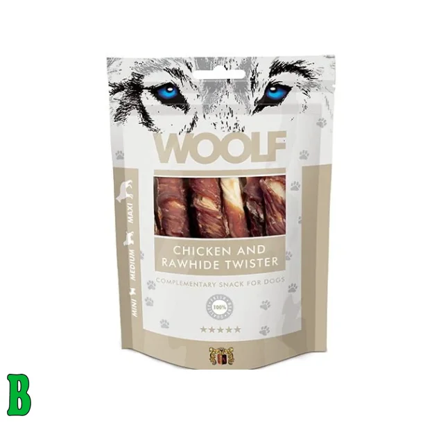 Woolf Chicken &amp; Rawhide Twister 100g
